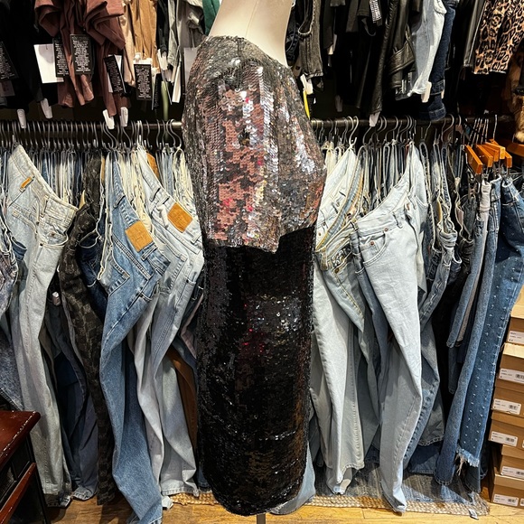 Vintage 80s 2 tone sequin keyhole Party Dress - Picture 2 of 4